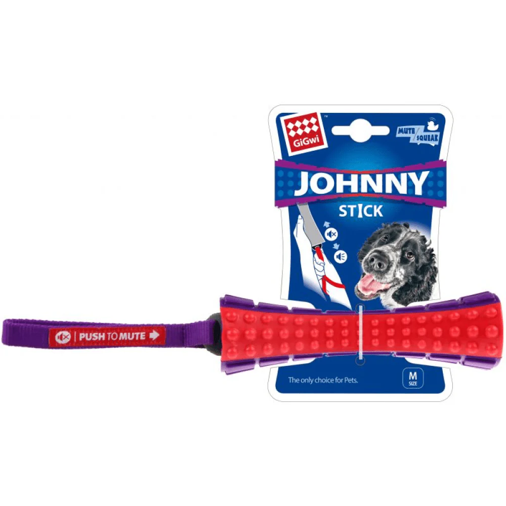 GiGwi Push To Mute Johnny Stick for Dogs (Red/Purple) - Image 3