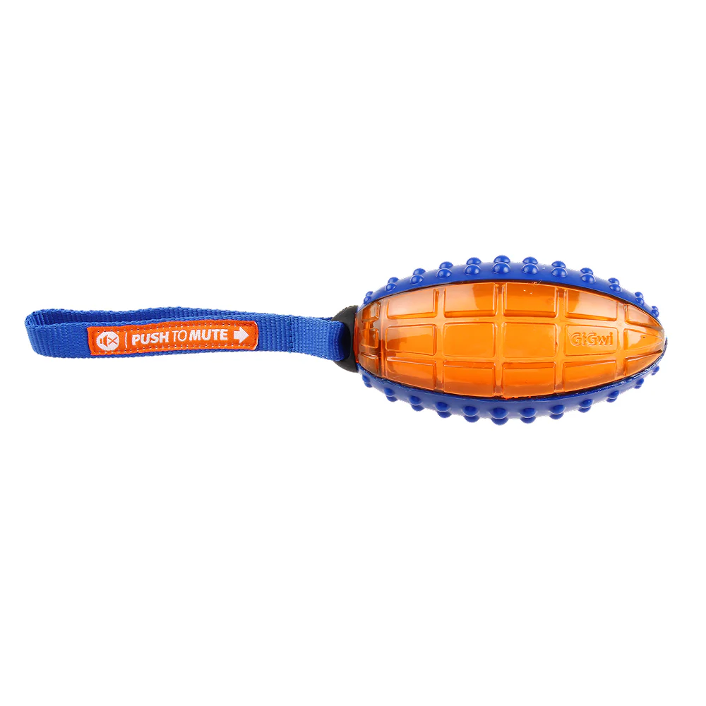 GiGwi Push To Mute Rugby Ball Toy for Dogs (Orange) - Image 2