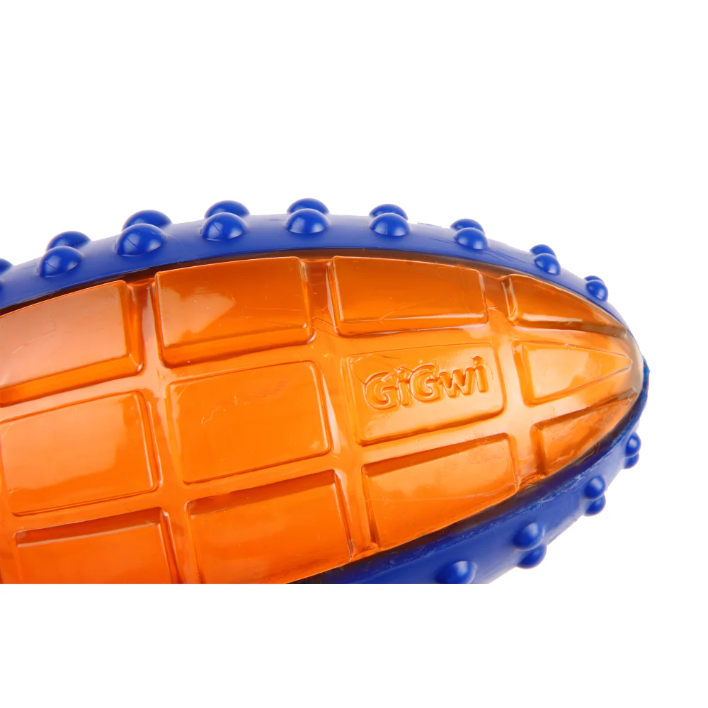 GiGwi Push To Mute Rugby Ball Toy for Dogs (Orange) - Image 4