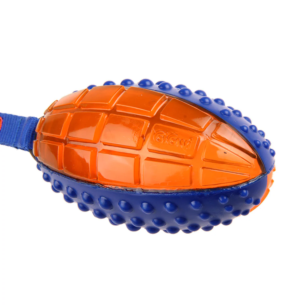 GiGwi Push To Mute Rugby Ball Toy for Dogs (Orange) - Image 5