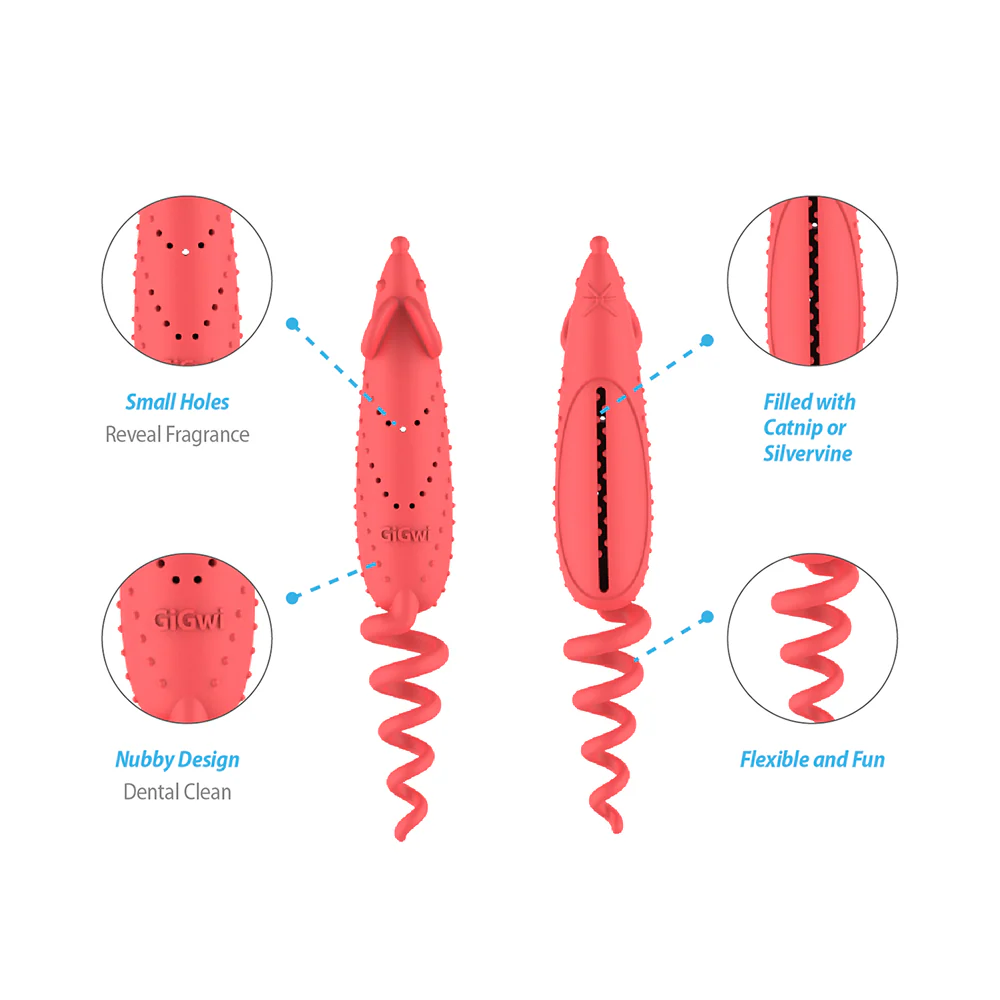 GiGwi Roll Tailed Mouse Toy for Cats (Pink) - Image 12