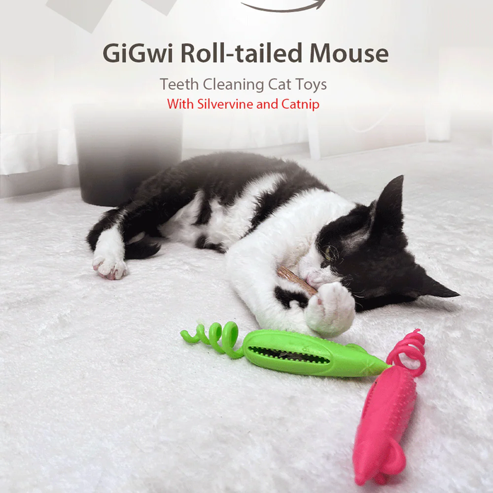 GiGwi Roll Tailed Mouse Toy for Cats (Pink) - Image 15