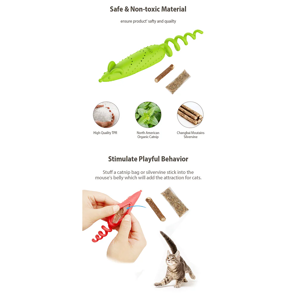 GiGwi Roll Tailed Mouse Toy for Cats (Pink) - Image 7