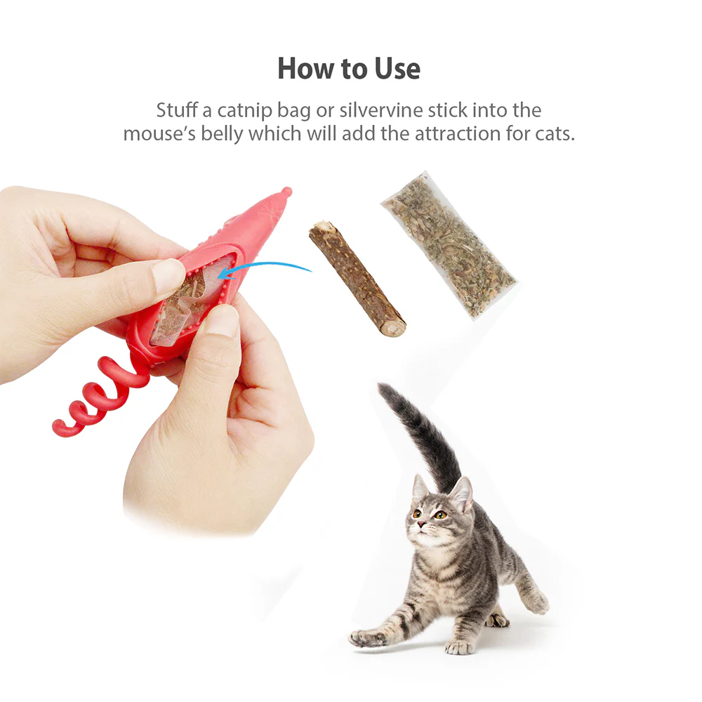 GiGwi Roll Tailed Mouse Toy for Cats (Pink) - Image 8
