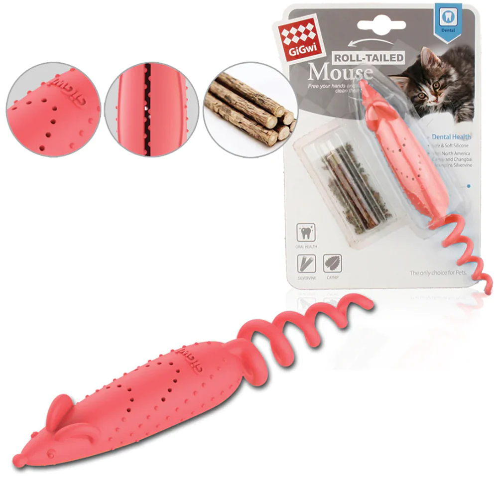 GiGwi Roll Tailed Mouse Toy for Cats (Pink) - Image 9