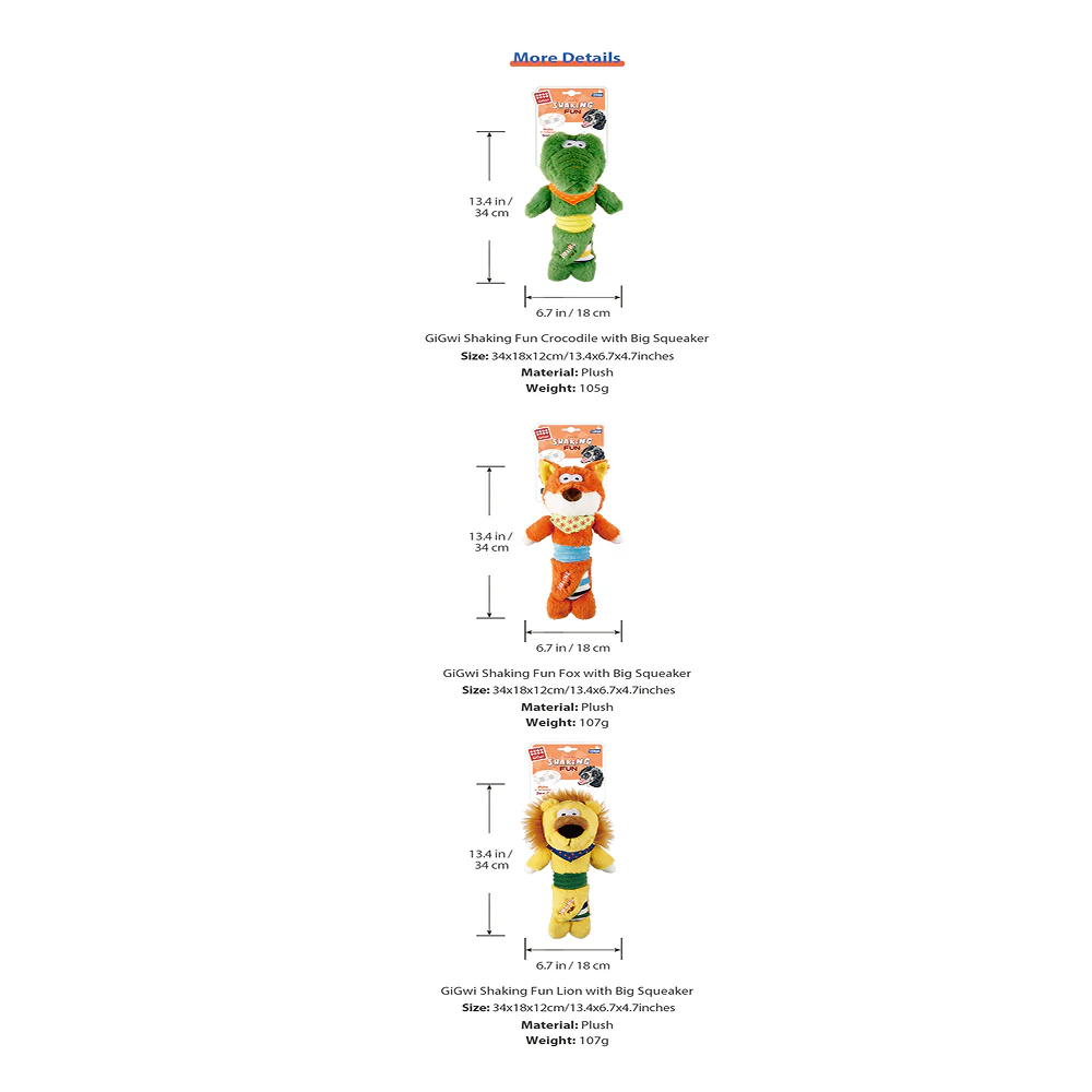 GiGwi Shaking Fun Fox Toy for Dogs (Orange) - Image 5