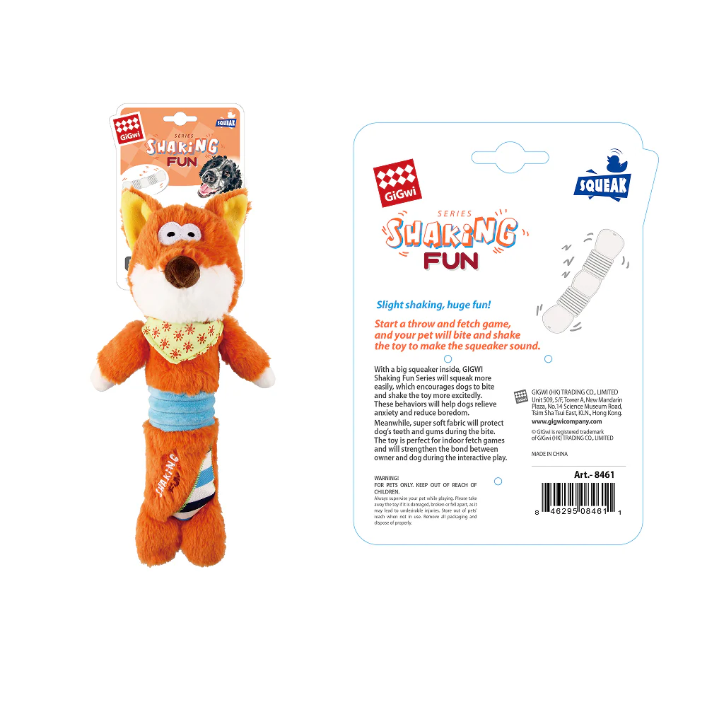 GiGwi Shaking Fun Fox Toy for Dogs (Orange) - Image 6