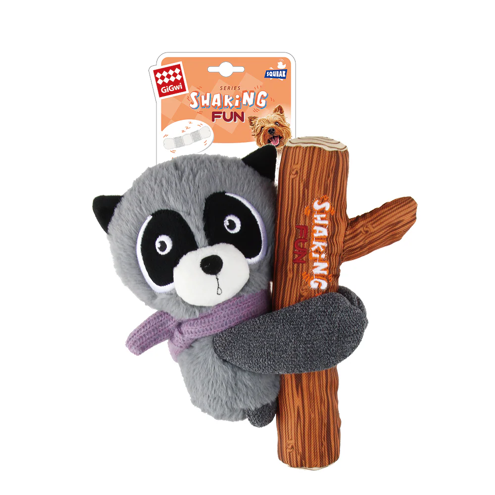 GiGwi Shaking Fun Raccoon Toy for Dogs (Brown & Dark Green) - Image 4