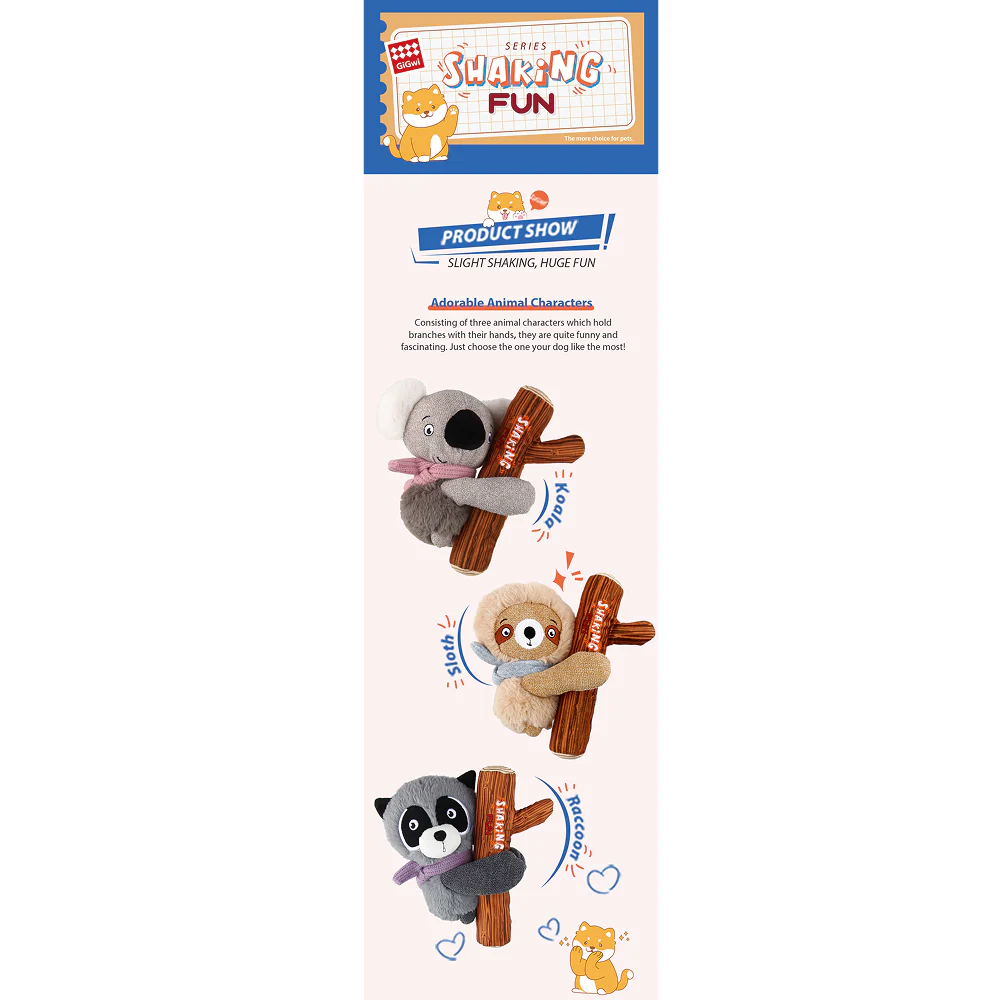 GiGwi Shaking Fun Raccoon Toy for Dogs (Brown & Dark Green) - Image 7