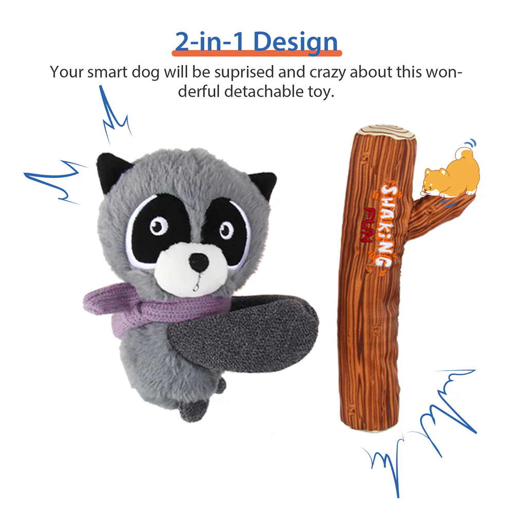 GiGwi Shaking Fun Raccoon Toy for Dogs (Brown & Dark Green) - Image 8