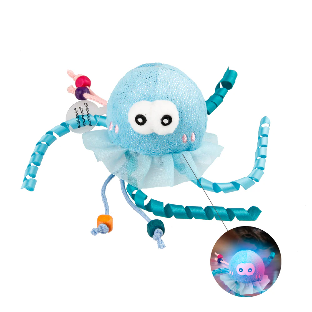 GiGwi Shinning Friends Jellyfish with LED light and Catnip inside Toy for Cats (Blue) - Image 3