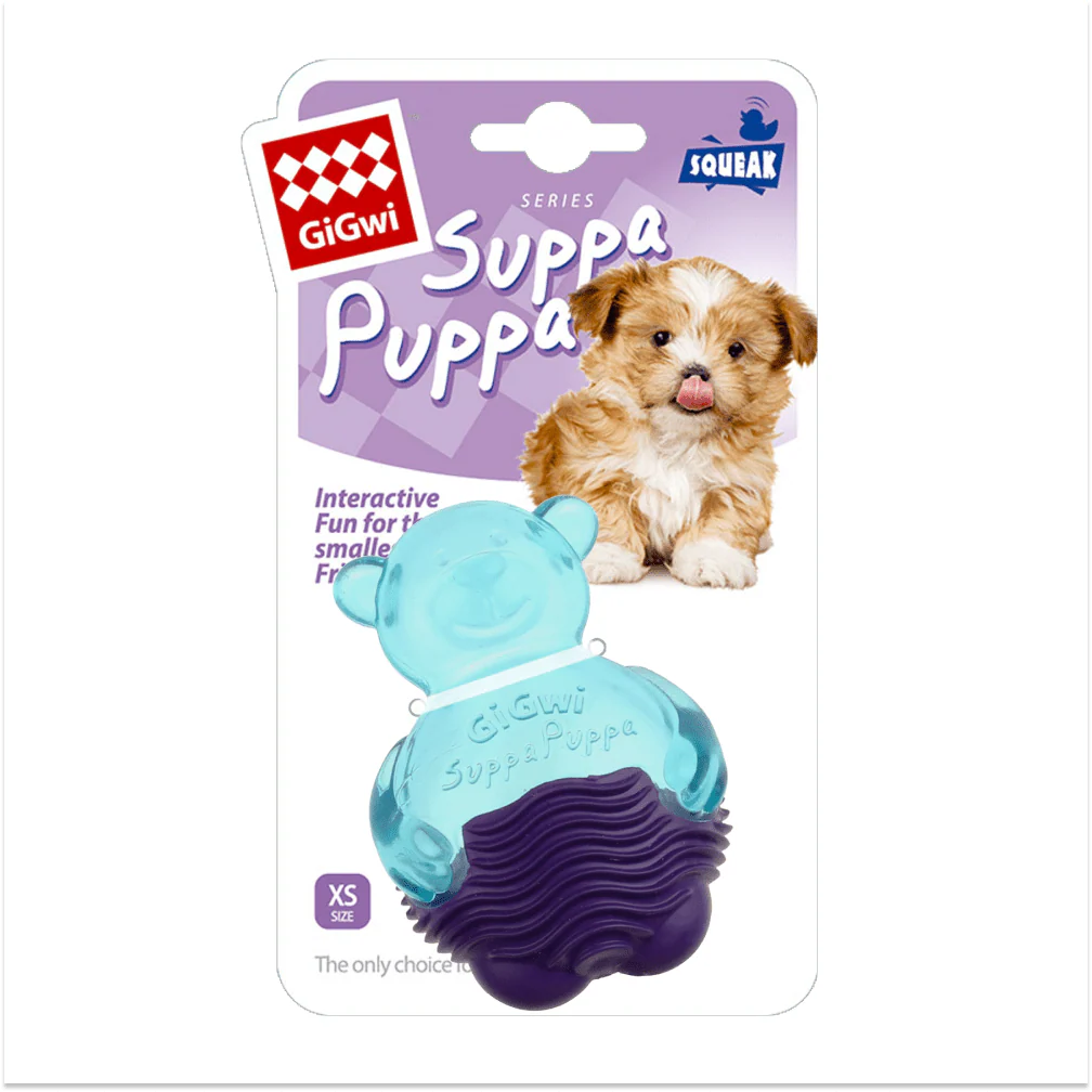 GiGwi Suppa Puppa Bear Toy for Dogs (Blue & Purple) - Image 3