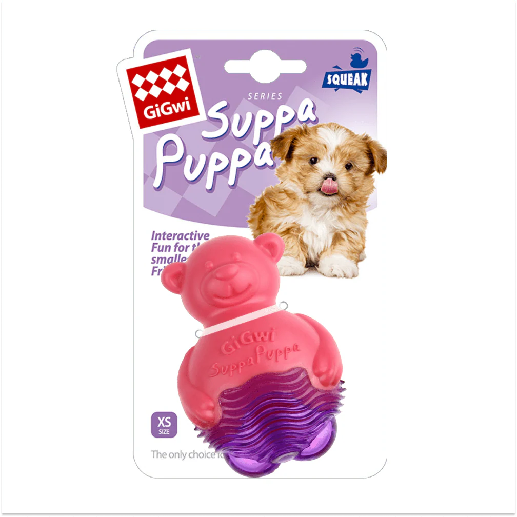 GiGwi Suppa Puppa Bear Toy for Dogs (Pink & Purple) - Image 3