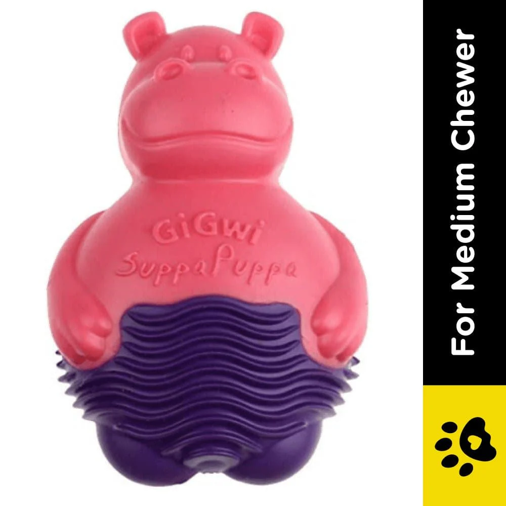 GiGwi Suppa Puppa Hippo Toy for Dogs (Pink/Purple) - Image 2