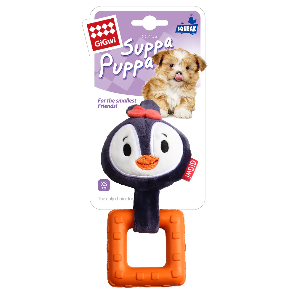 GiGwi Suppa Puppa Penguin Squeaker inside Plush TPR Toy for Dogs - Image 2