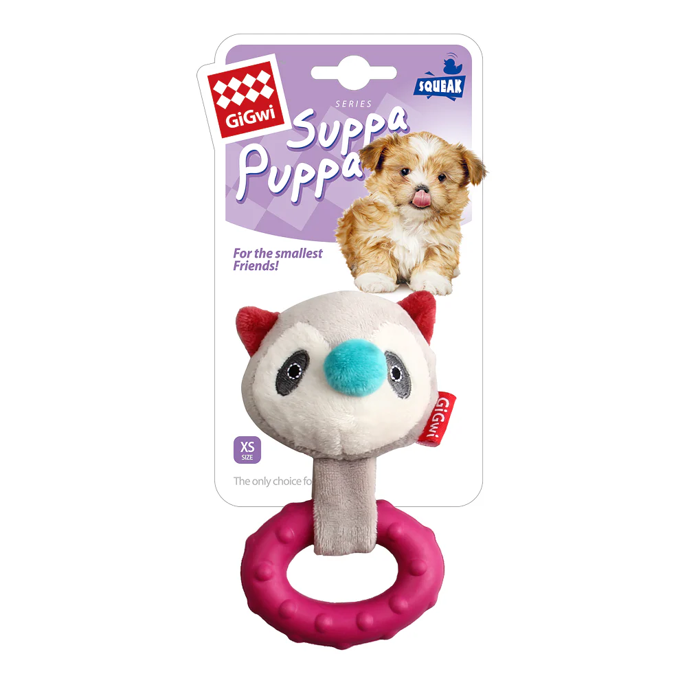 GiGwi Suppa Puppa Ring Raccoon Toy for Dogs (Pink) - Image 2
