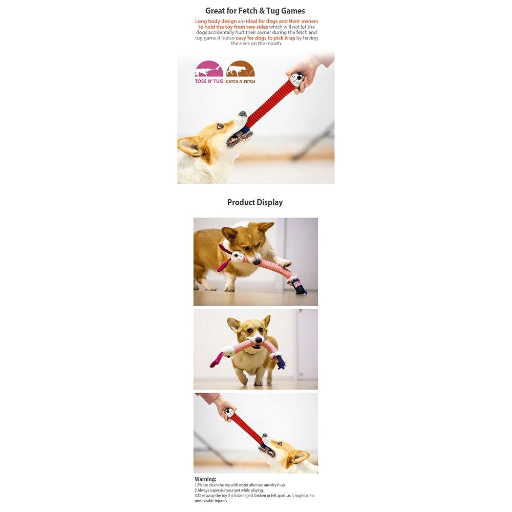 GiGwi Crunchy Neck Duck Toy for Dogs (Orange) - Image 3