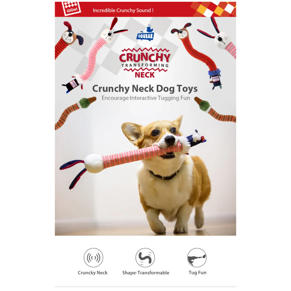 GiGwi Crunchy Neck Duck Toy for Dogs (Orange) - Image 4