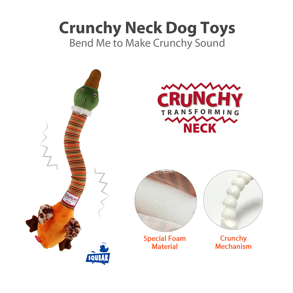 GiGwi Crunchy Neck Duck Toy for Dogs (Orange) - Image 5