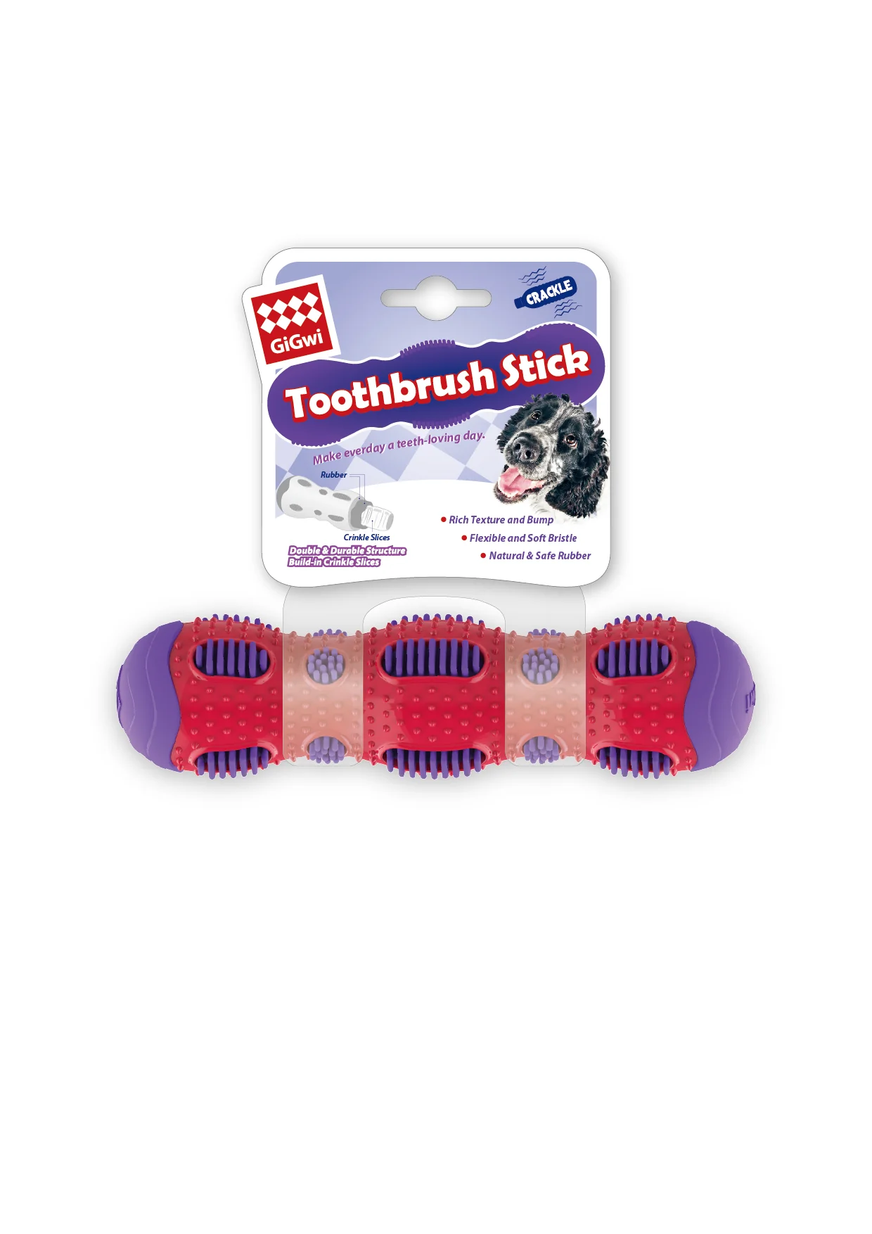 GiGwi Toothbrush Stick with Crackle Toy for Dogs(Red & Purple) - Image 12