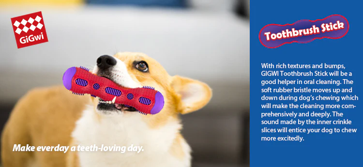 GiGwi Toothbrush Stick with Crackle Toy for Dogs(Red & Purple) - Image 7