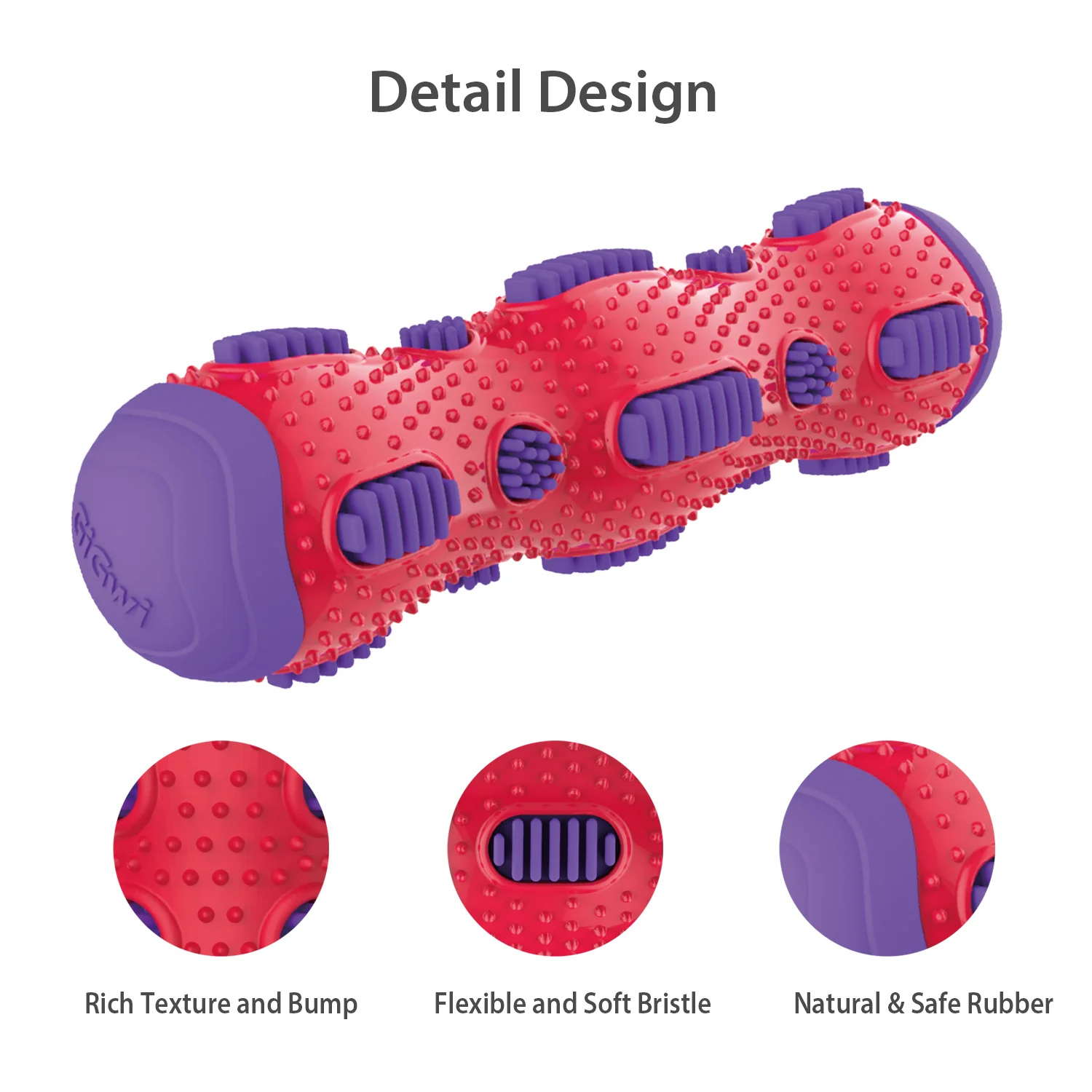 GiGwi Toothbrush Stick with Crackle Toy for Dogs(Red & Purple) - Image 9