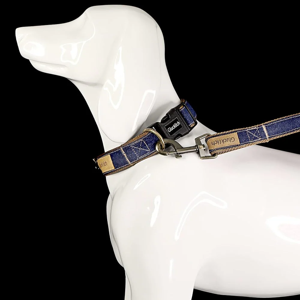 Glucklich Denim Adjustable Collar for Dogs (Dark Blue) - Image 5