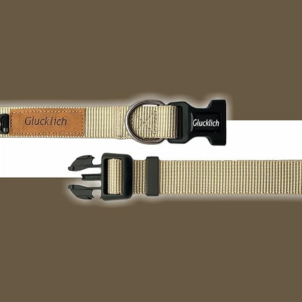 Glucklich Classic Nylon Martingale Adjustable Collar for Dogs (Beige) - Image 2