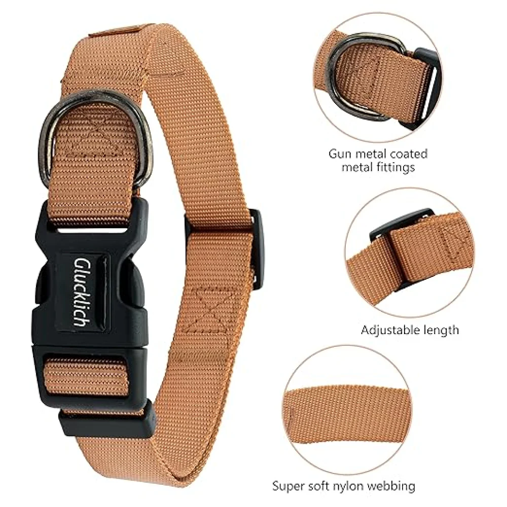 Glucklich Classic Nylon Martingale Adjustable Collar for Dogs (Brown) - Image 4