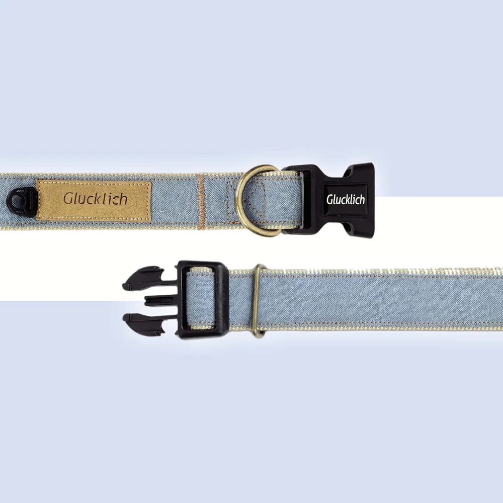 Glucklich Denim Adjustable Collar for Dogs (Light Blue) - Image 3