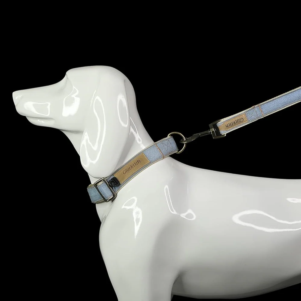 Glucklich Denim Adjustable Collar for Dogs (Light Blue) - Image 5