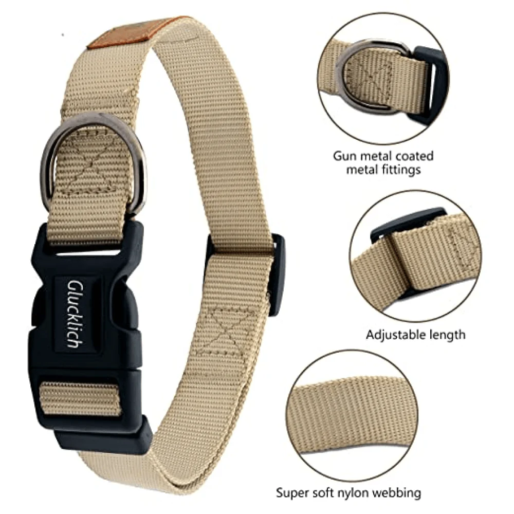 Glucklich Pet Essentials Classic Nylon Collar for Dogs (Beige) - Image 5