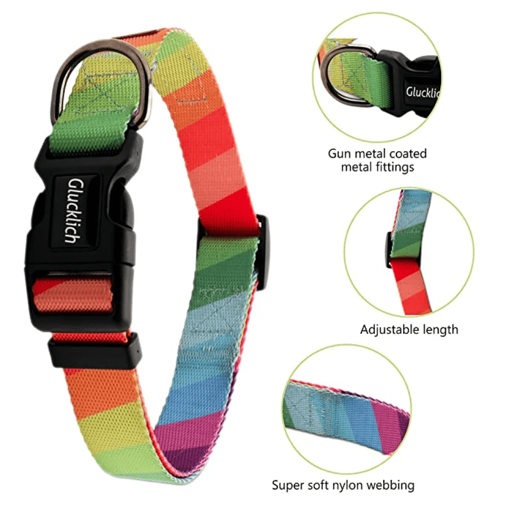 Glucklich Polyester Printed Puppy Collar for Dogs (Rainbow) - Image 4
