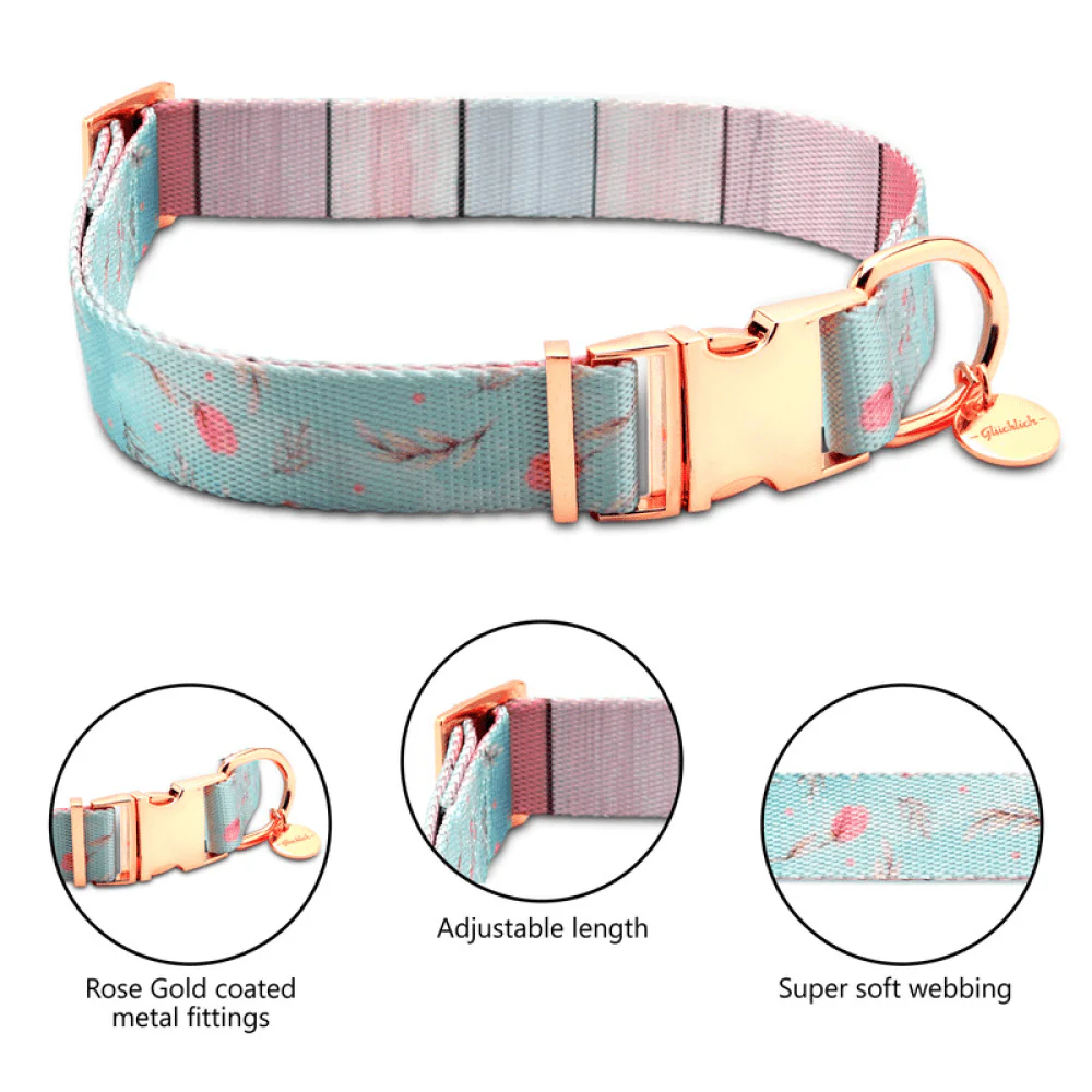 Glucklich Printed Polyester Adjustable Pet Collar for Dogs (Floral Mist) - Image 4