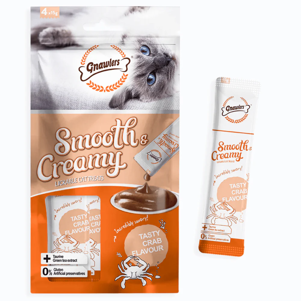 Gnawlers Crab and Salmon Flavour Creamy Cat Treats Combo - Image 3