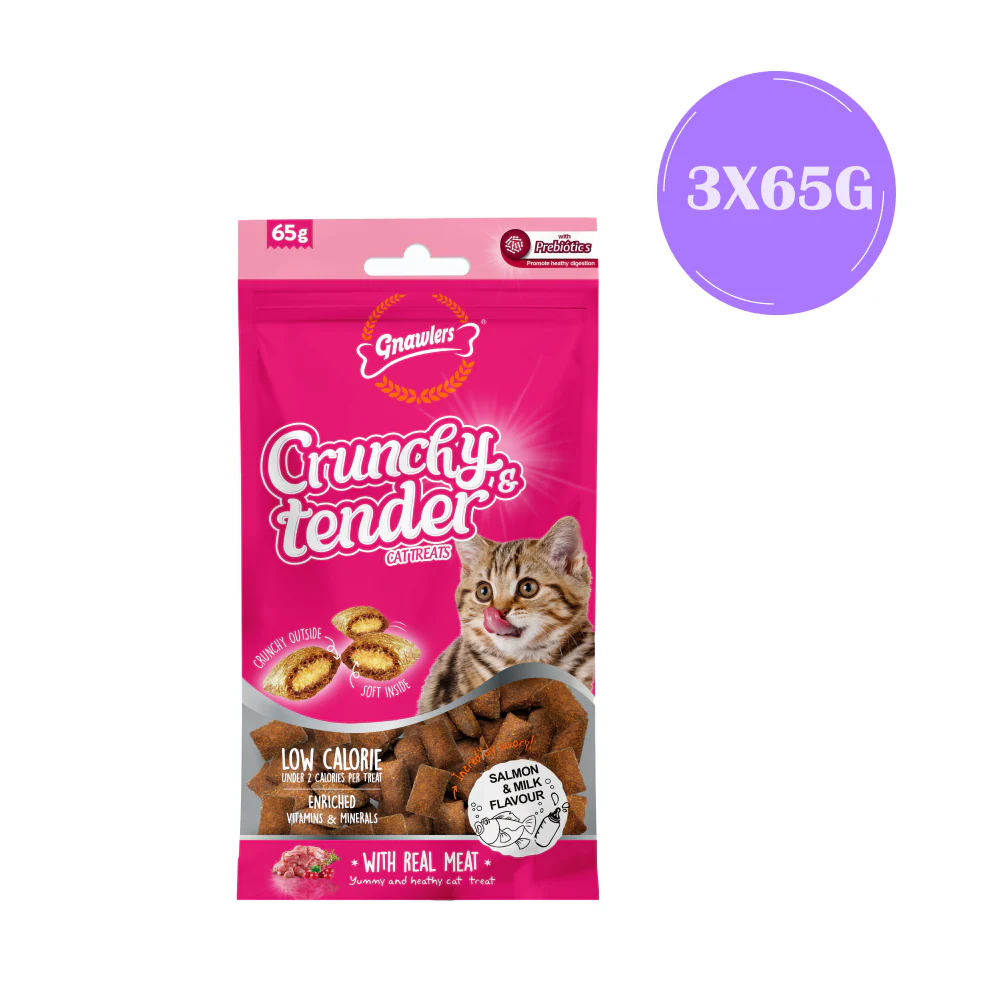 Gnawlers Salmon & Milk Crunchy Tender Cat Treats - Image 3