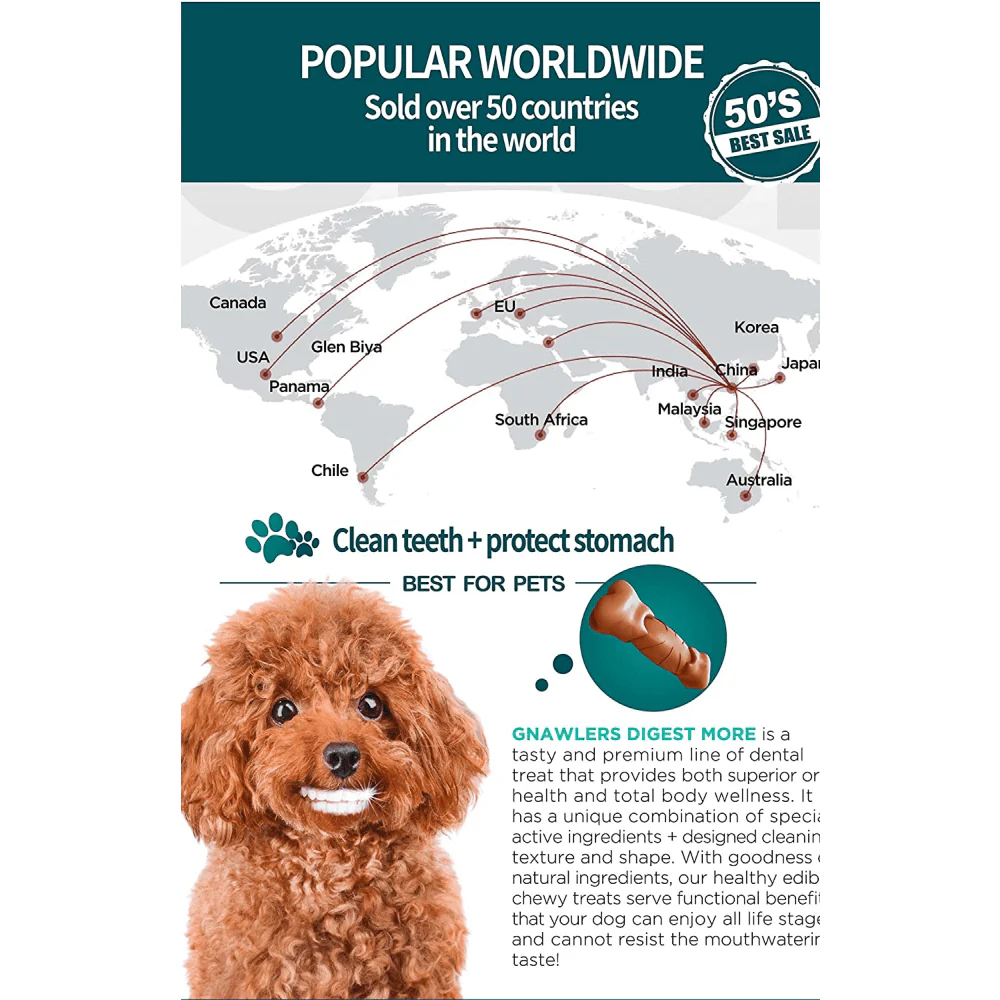 Gnawlers Digest Plus Prebiotics More Dental Chew Bone for Dogs - Image 3