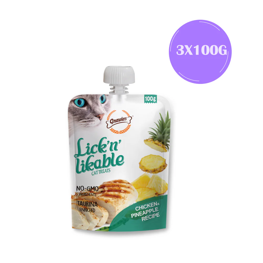 Gnawlers Chicken Pineapple Lick n Likable Cat Treats - Image 3