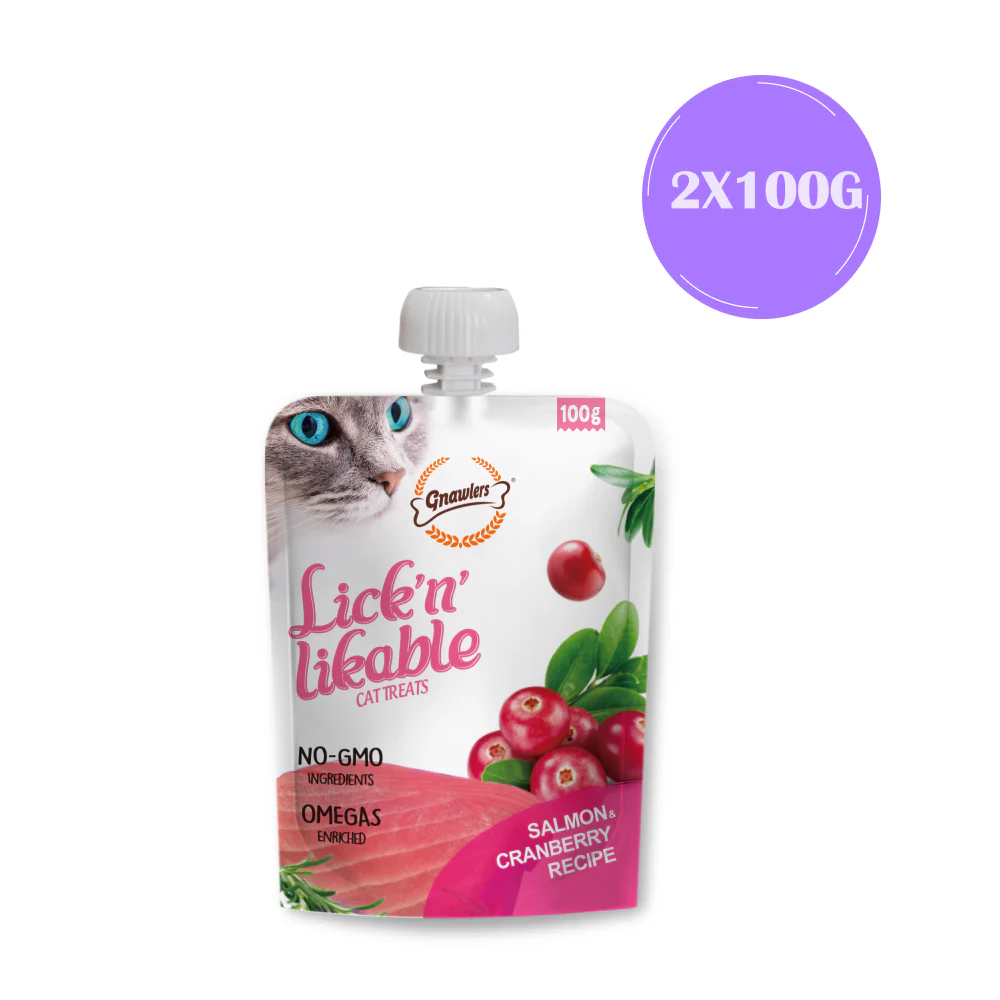 Gnawlers Salmon & Cranberry Lick n Likable Cat Treats - Image 2