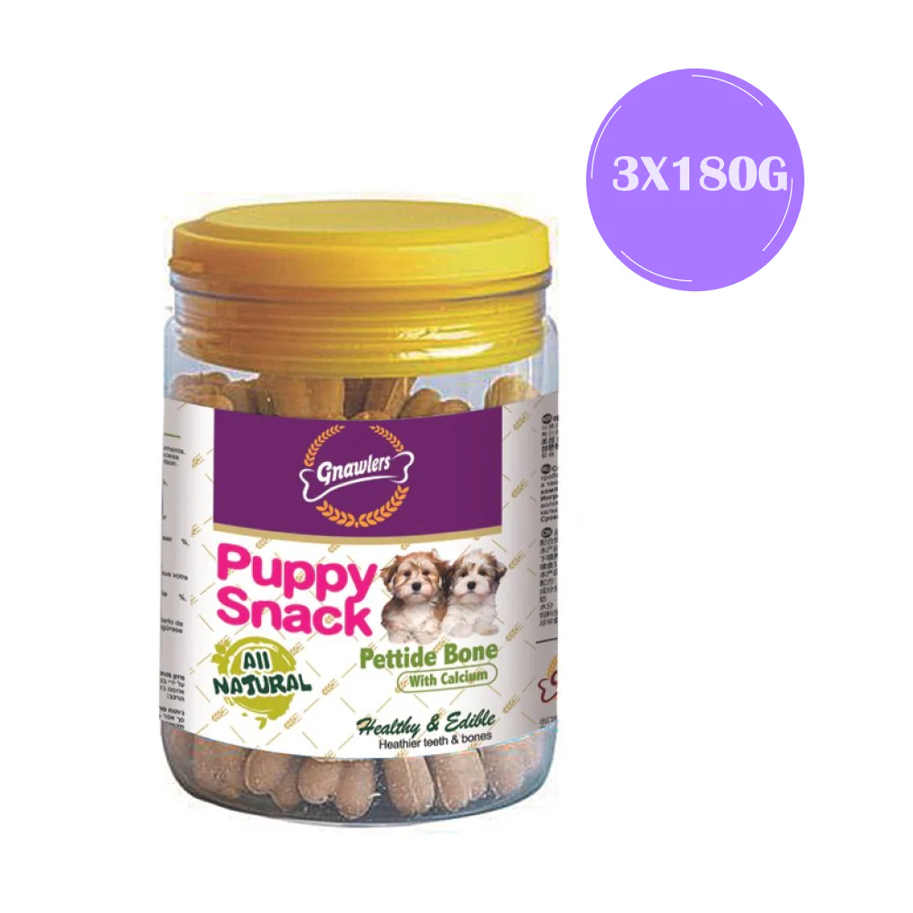 Gnawlers Puppy Snack Pettide Bone Dog Treats (Jar) - Image 3
