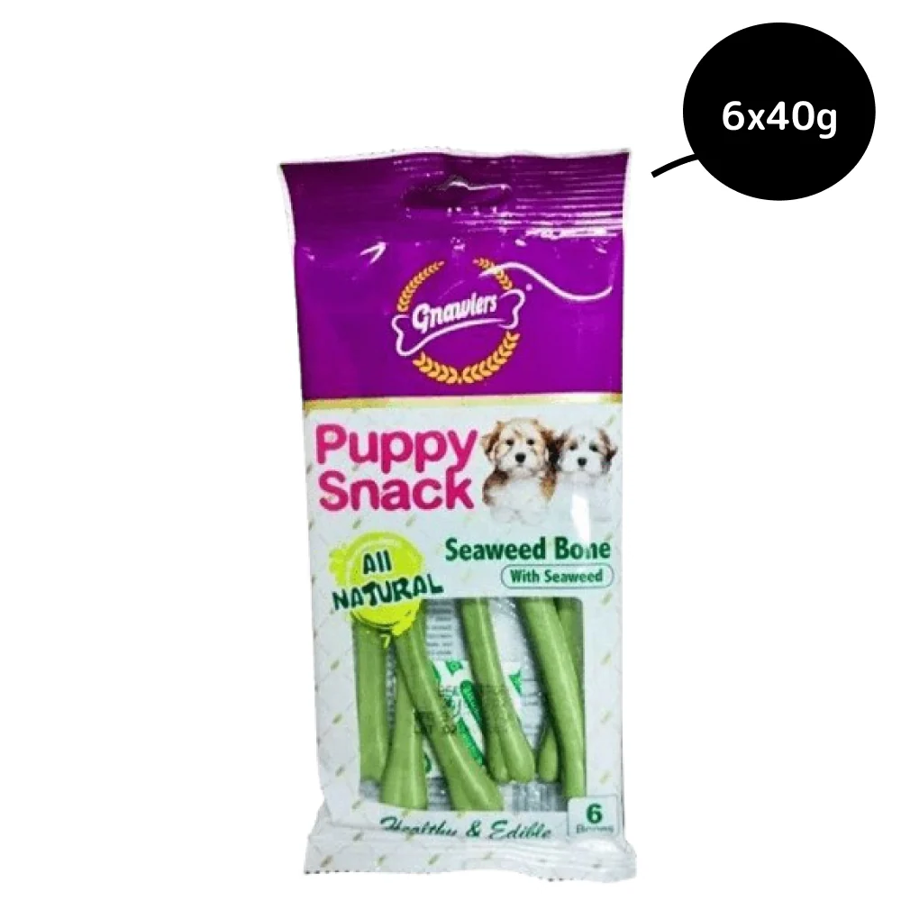 Gnawlers Puppy Snack Seaweed Bone Dog Treats - Image 3