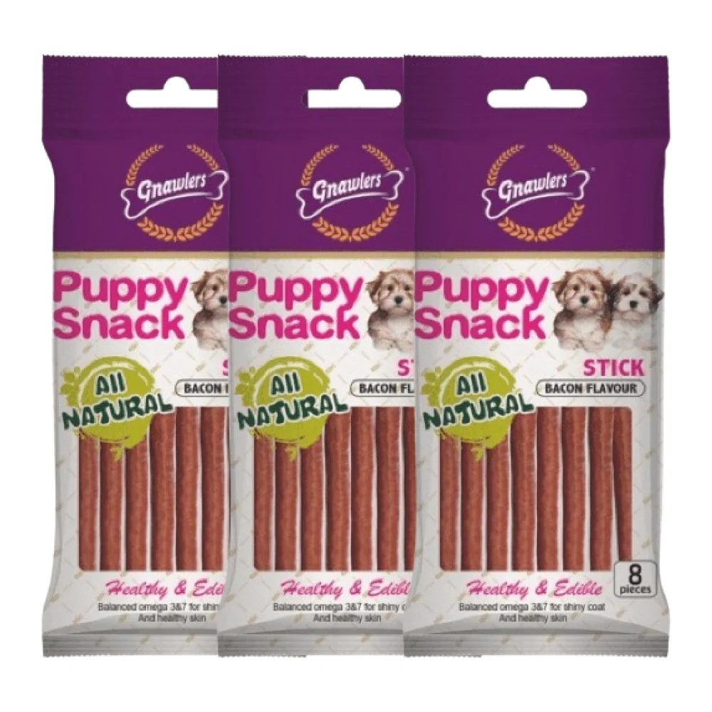 Gnawlers Puppy Snack Stick Bacon Flavoured Dog Treats - Image 3