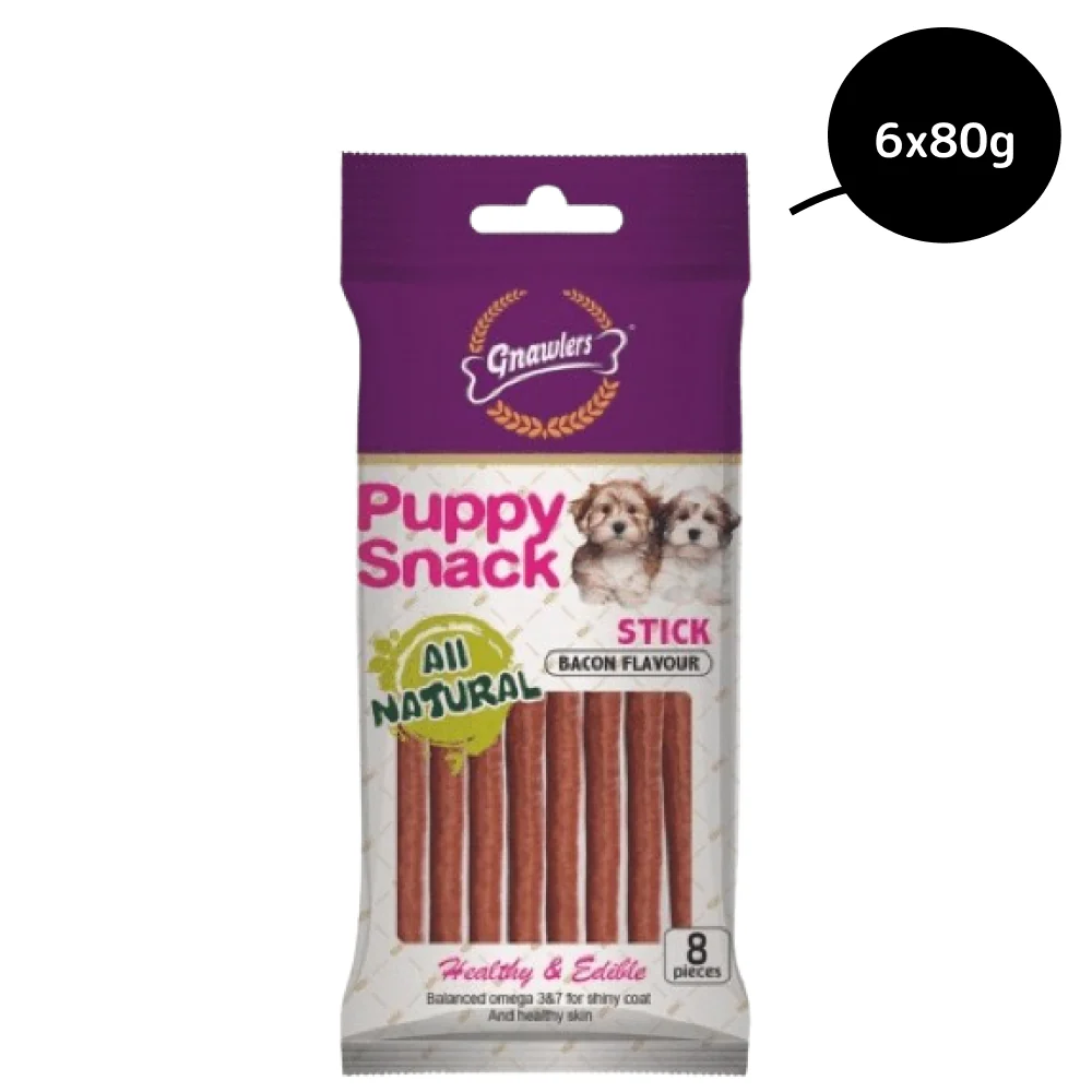 Gnawlers Puppy Snack Stick Bacon Flavoured Dog Treats - Image 4