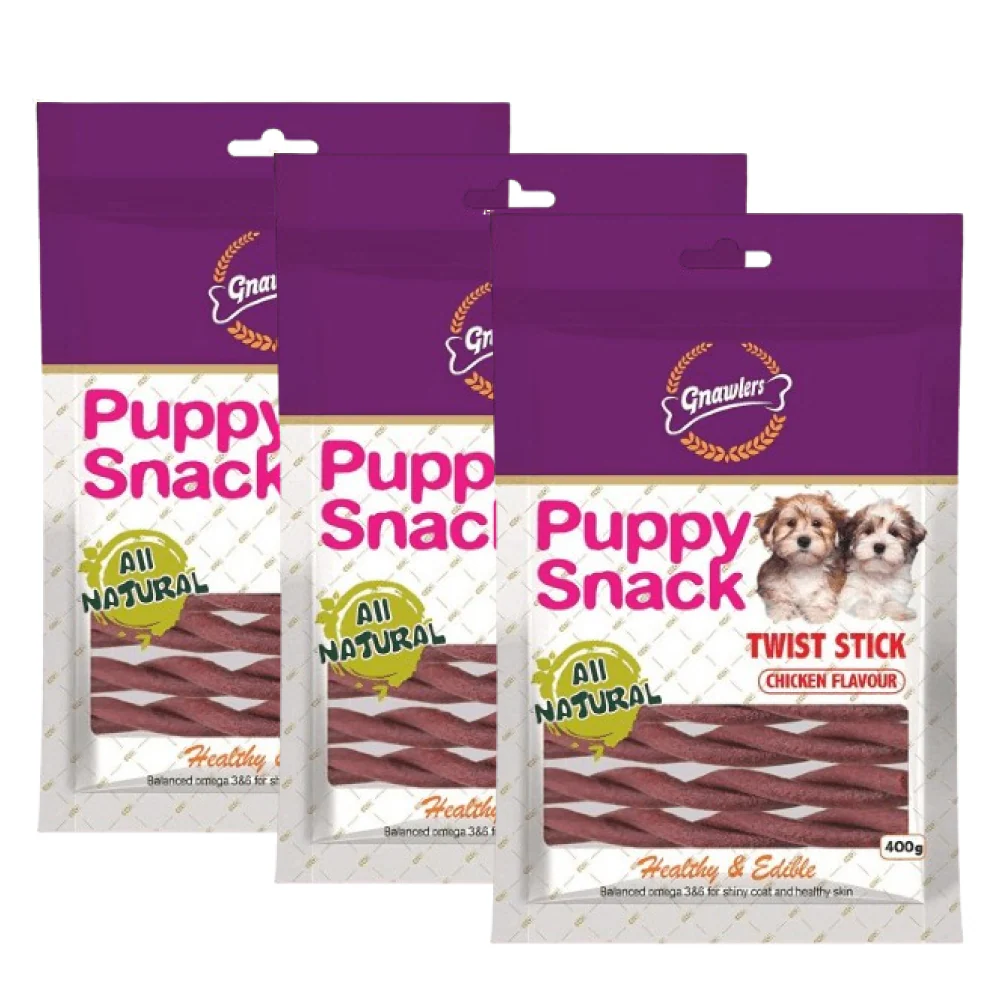 Gnawlers Puppy Snack Twist Stick Chicken Flavoured Dog Treats - Image 2