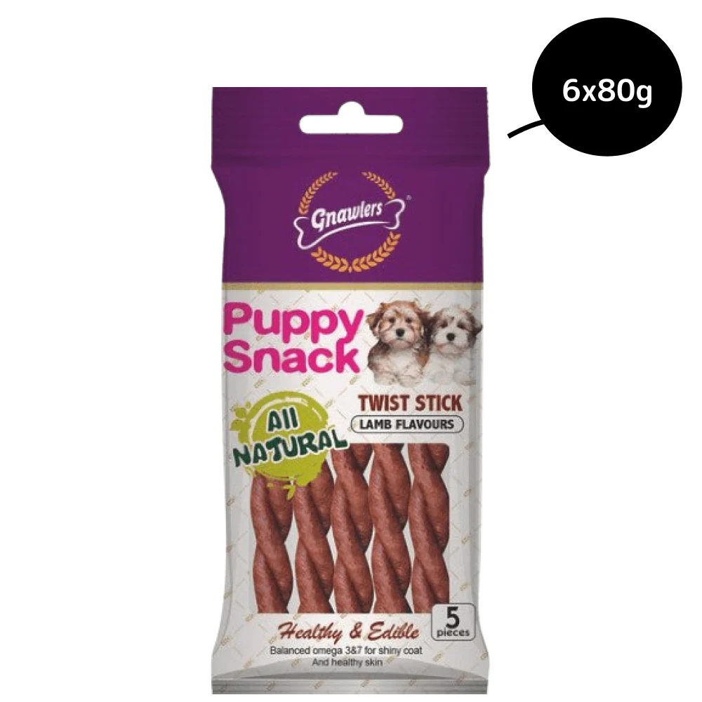 Gnawlers Puppy Snack Twist Stick Lamb Flavoured Dog Treats - Image 3