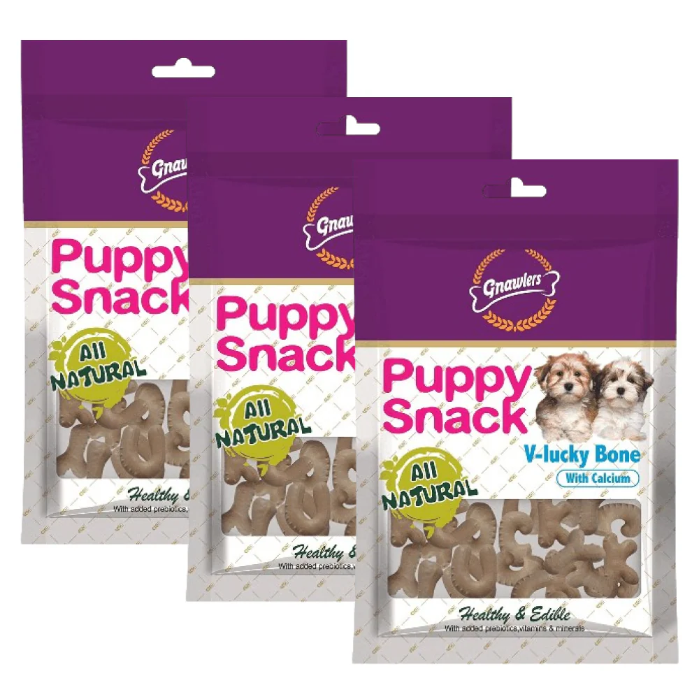 Gnawlers Puppy Snack V Lucky Bone Dog Treats - Image 3
