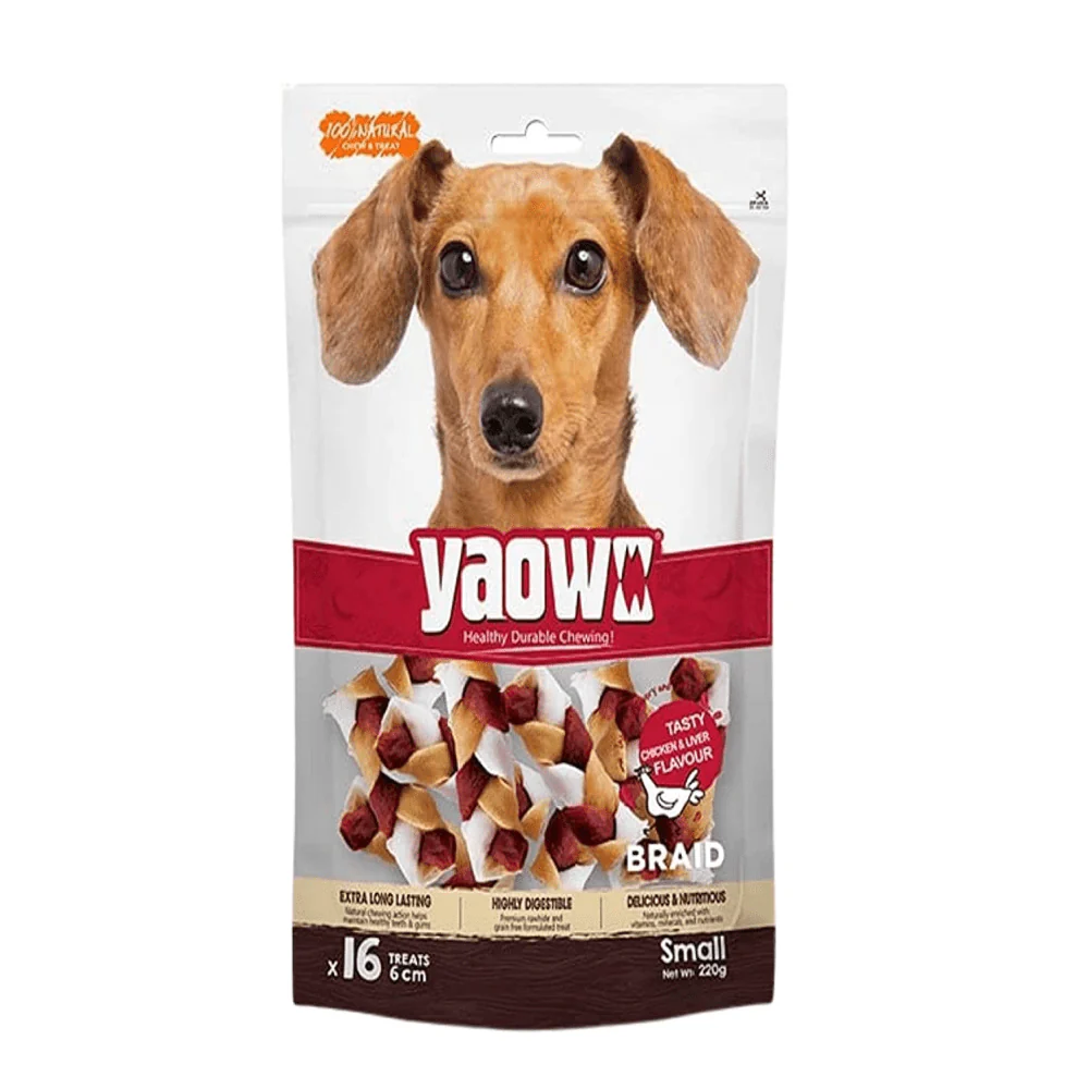 Gnawlers Yaowo Braid Chicken and Liver Dog Treats (6cm) - Image 2