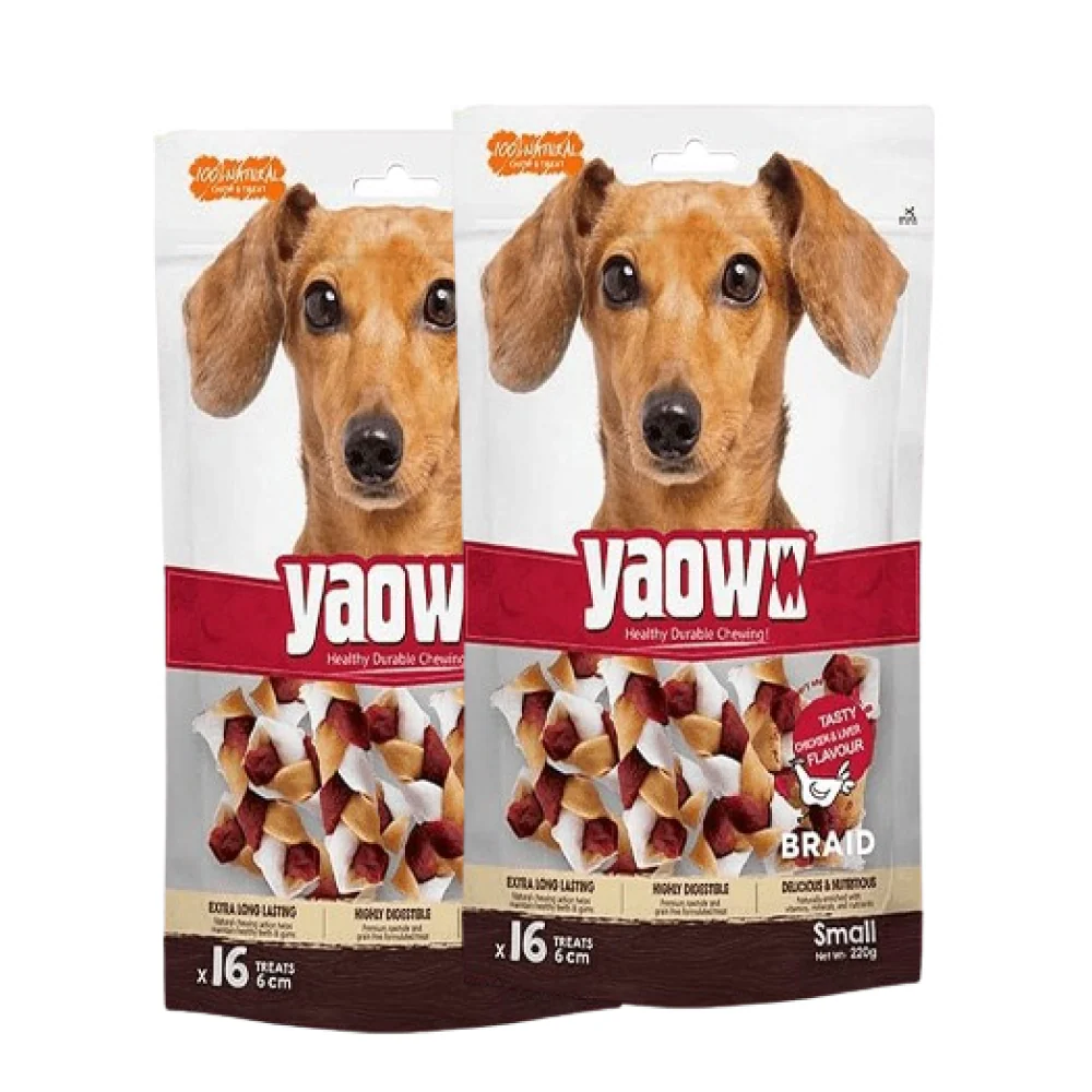 Gnawlers Yaowo Braid Chicken and Liver Dog Treats (6cm) - Image 3