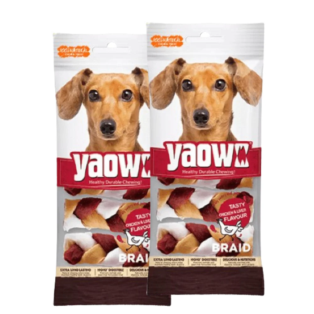 Gnawlers Yaowo Braid Chicken and Liver Dog Treats (12.5cm) - Image 2