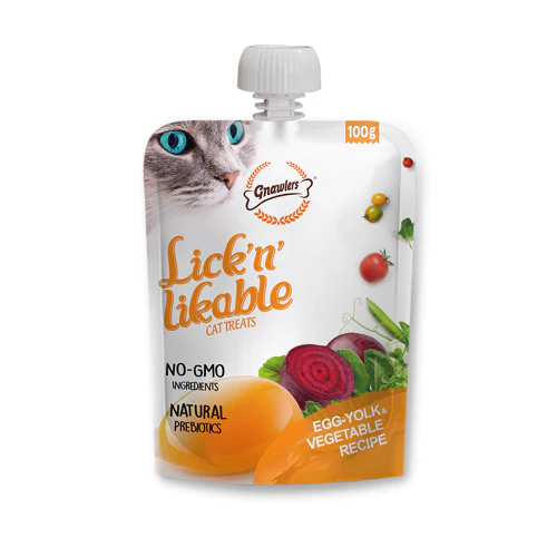 Gnawlers Yogurt Blueberry and Egg Yolk & Vegetable Lick n Likable Cat Treats Combo - Image 3